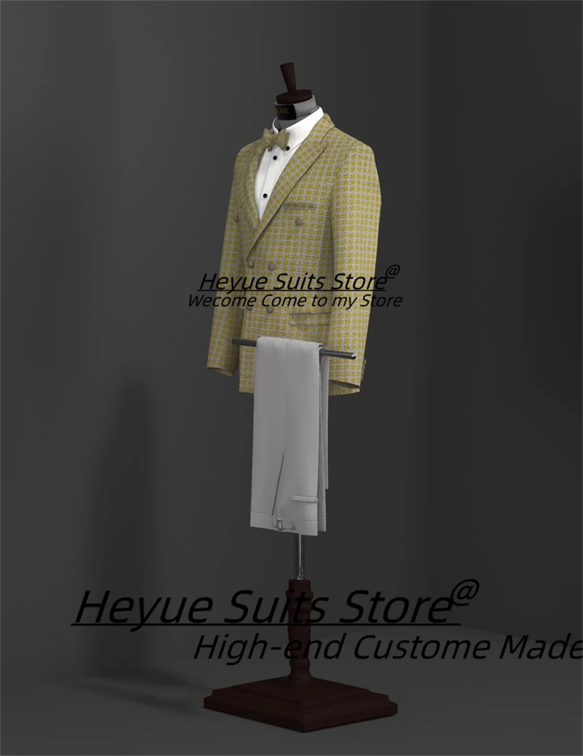 Luxuly مزدوجة الصدر العريس الزفاف البدلات الرسمية مخصصة سليم صالح الذروة التلبيب الرجال الدعاوى 2 قطعة مجموعات الذكور حفلة موسيقية الحلل Ropa Hombre #2