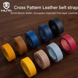 WUTA Genuine Leather Straps Strips Belt Blank Cross Pattern First Layer Cowhide Belts Tags Making for Crafts Working 1.0-1.6mm