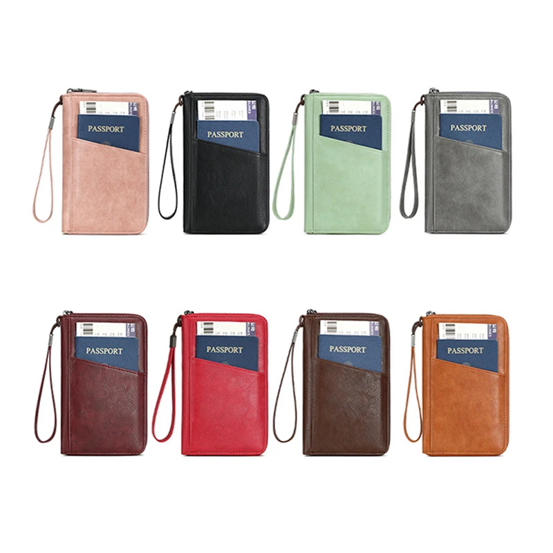 Travel Passport Clip Wallet for Women Men Multifunctional Rfid Anti Theft Pu Card Holder Wallet with Storage Bag Organizer