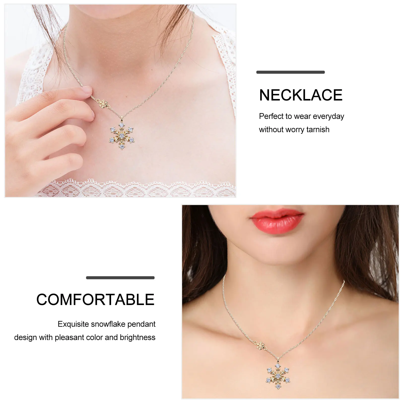 

for Women Snowflake Necklace The Gift Jewelry Accessory Golden Clavicle Miss Sterling Silver