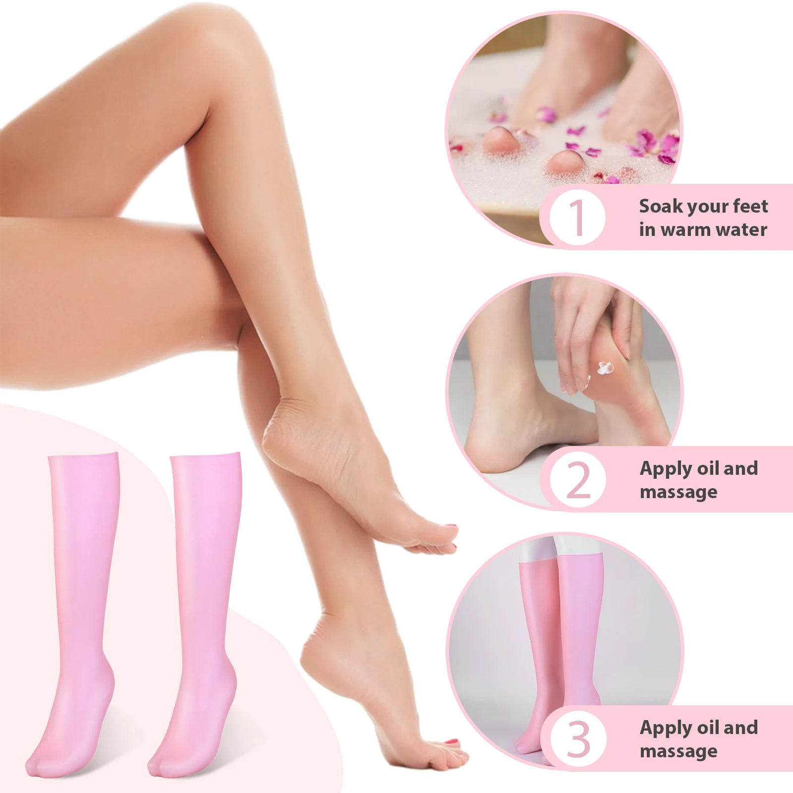 Silicone Long Moisturizing Socks Anti Cracking Foot Protection Socks Comfortable Foot Exfoliating Stockings for Home Foot Spa