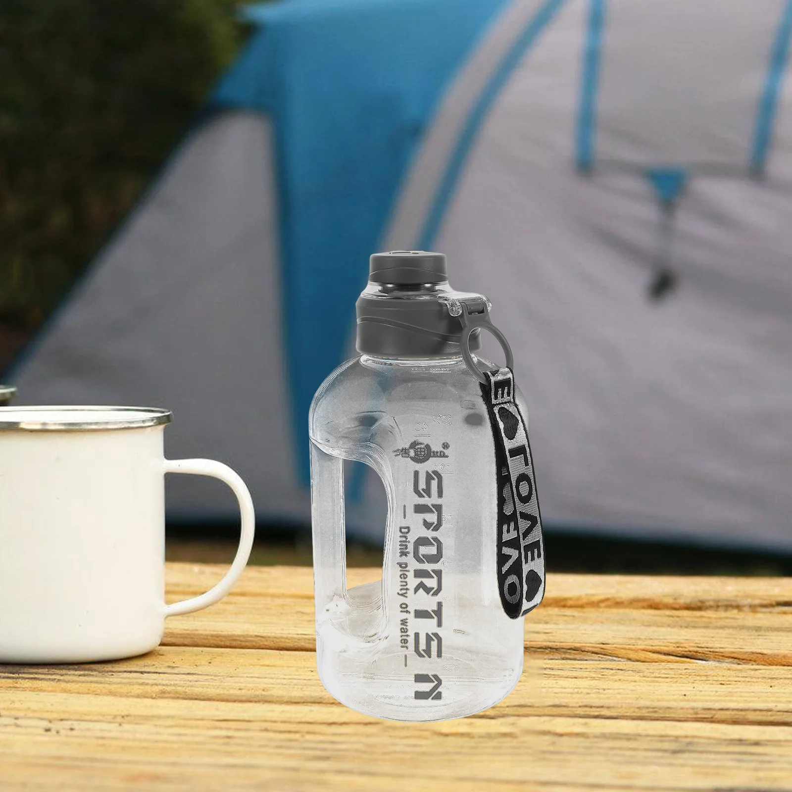 

Large Capacity Water Bottle 1700ml Gray Sports Jug Portable Thickened Cup Body Stable Base Practical Design