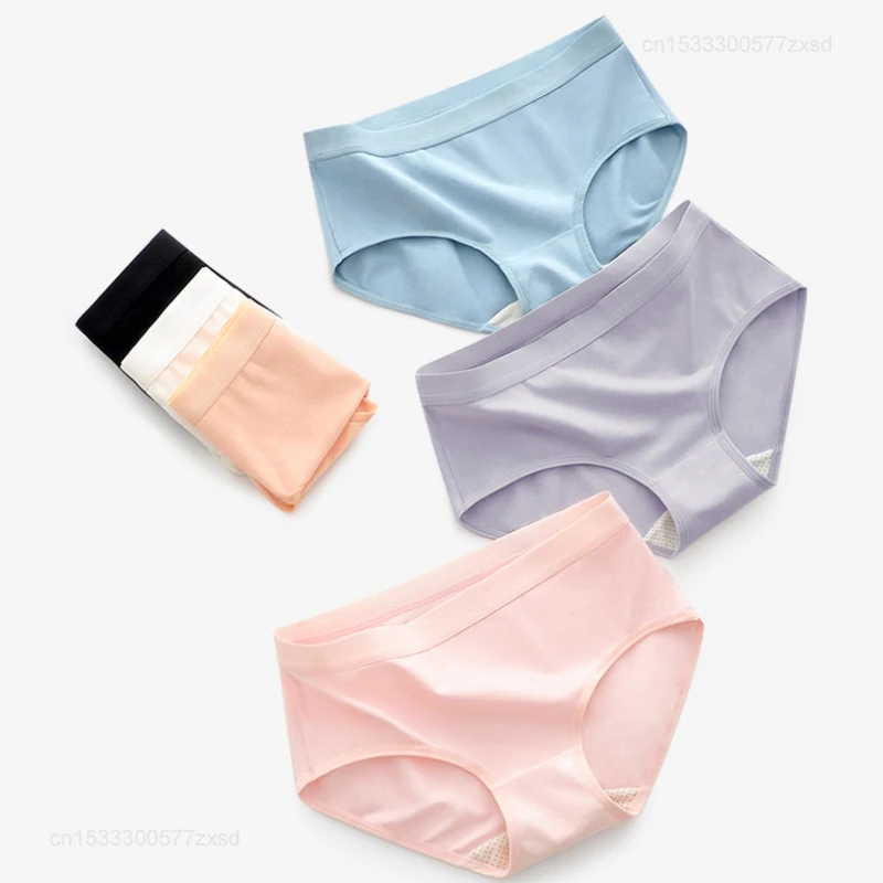 Xiaomi กางเกงในสตรีเอวกลางเอว M-2XL, กางเกงในสตรีระบายอากาศได้ดีสวมใส่สบายสีพื้นกางเกงในอ่อนนุ่มต้านเชื้อแบคทีเรีย