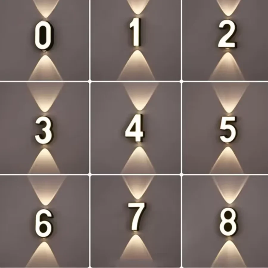 LED Wall Lamp House Number Light Indoor&Outdoor IP65 Waterproof Signs light Aluminum Porch Garden Lights