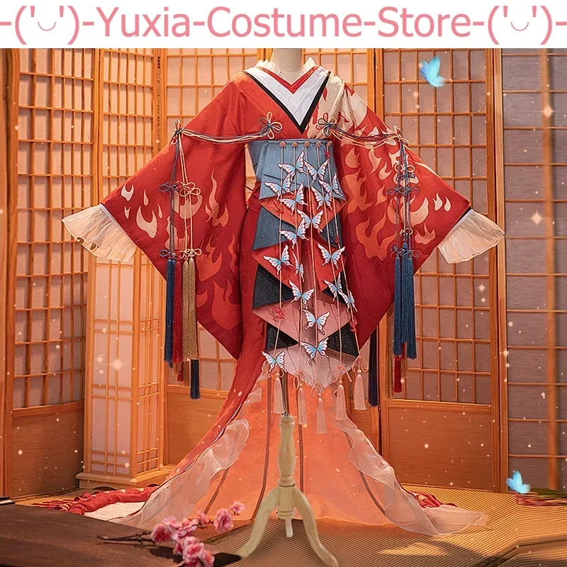 Onmyoji SSR 시라누이 디에부 샤오후아 코스프레 코스튬, 시라누이 스킨 코스프레 원피스, 일본 기모노 의상