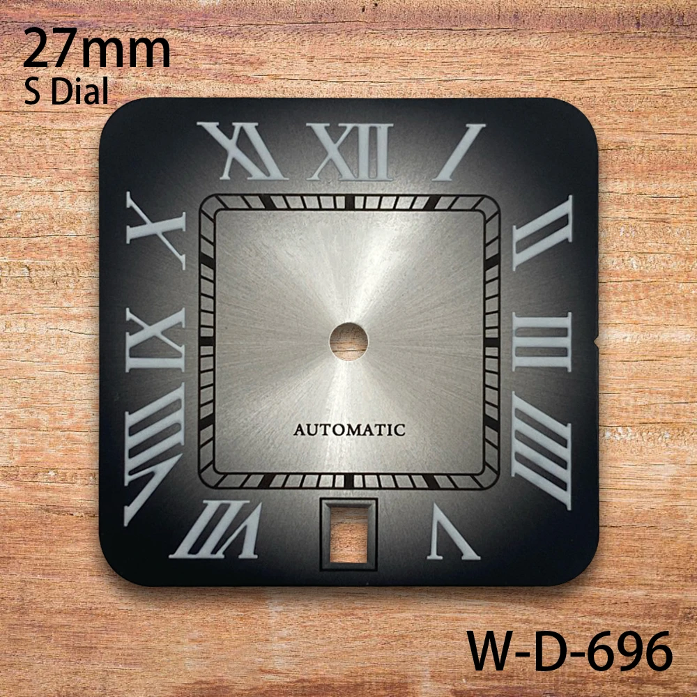 27Mm S Logo Persegi Dial Roma Cocok NH35/NH36/4R/7S Gerakan Otomatis Cocok Jam 6 Aksesori Modifikasi Jam Tangan 3/3.8/4 Jam