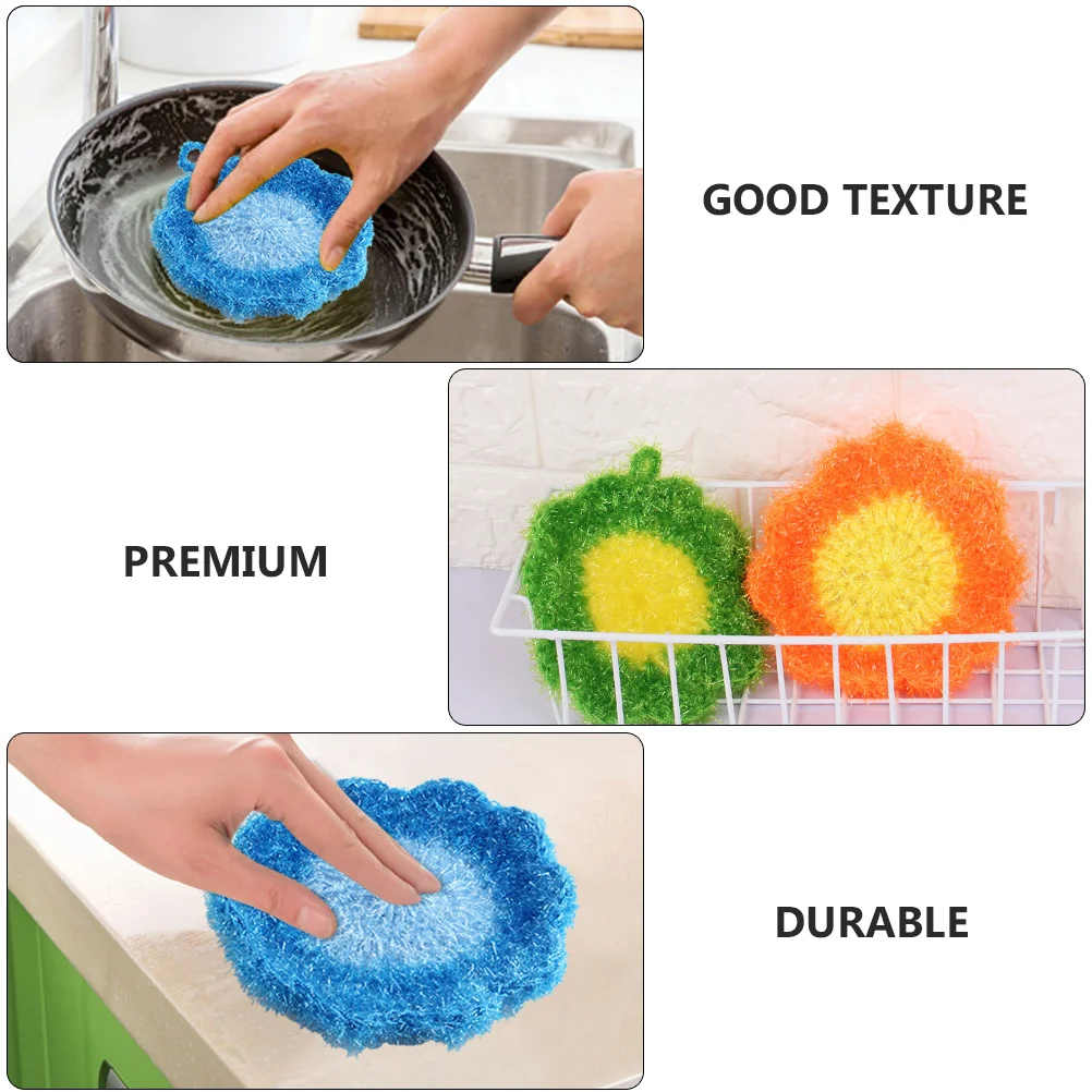 

3Pcs Flower Shaped Dish Towels Premium Polyester Silk Cleaning Cloth High Absorption Scrubber for Kitchen Tableware Pots