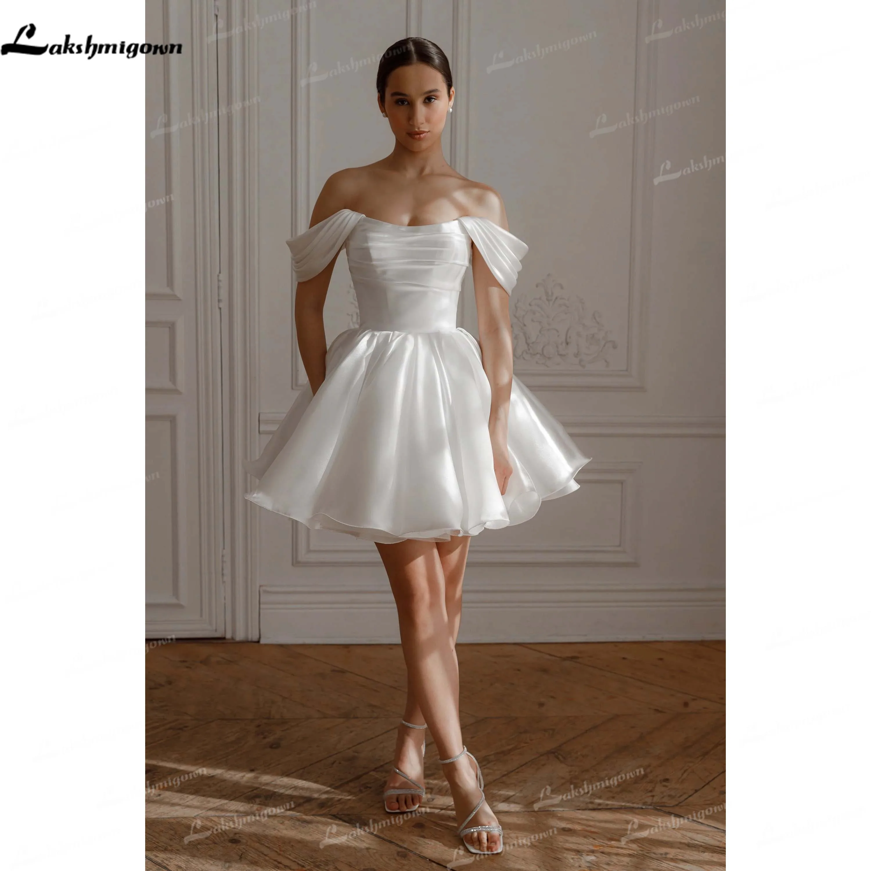 

Lakshmigown Off-The-Shoulder Short Wedding Dress 2026 Charming Strapless A-Line Bridal Dress Vestidos De Novia Customized