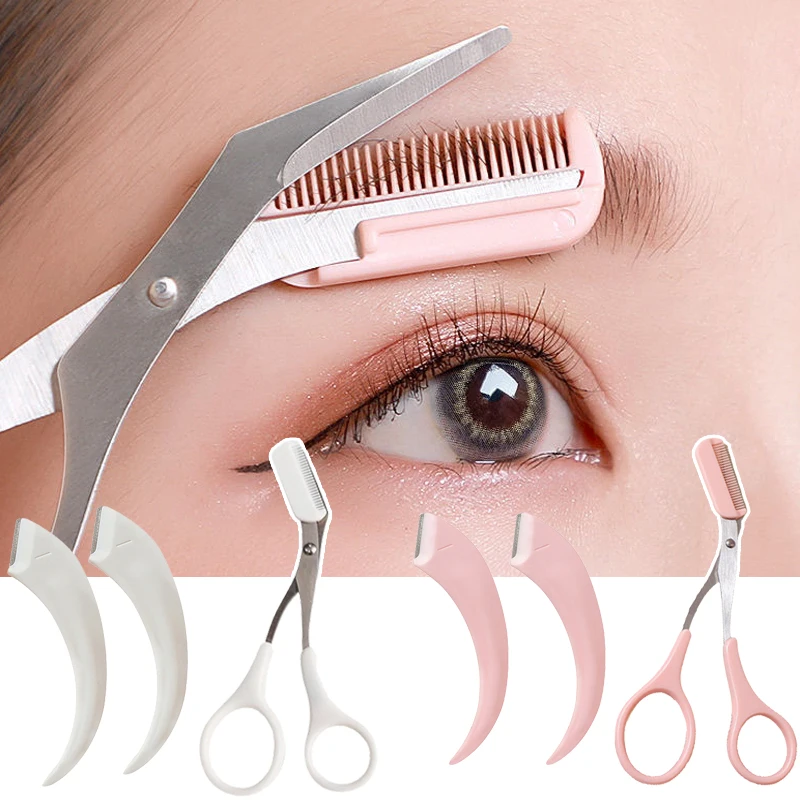 1/3pc Professional Eyebrow Scissor with Comb Brow Eyebrow Trimming Knife Eyebrow Face Razor for Women Trimmer Beauty Accessories