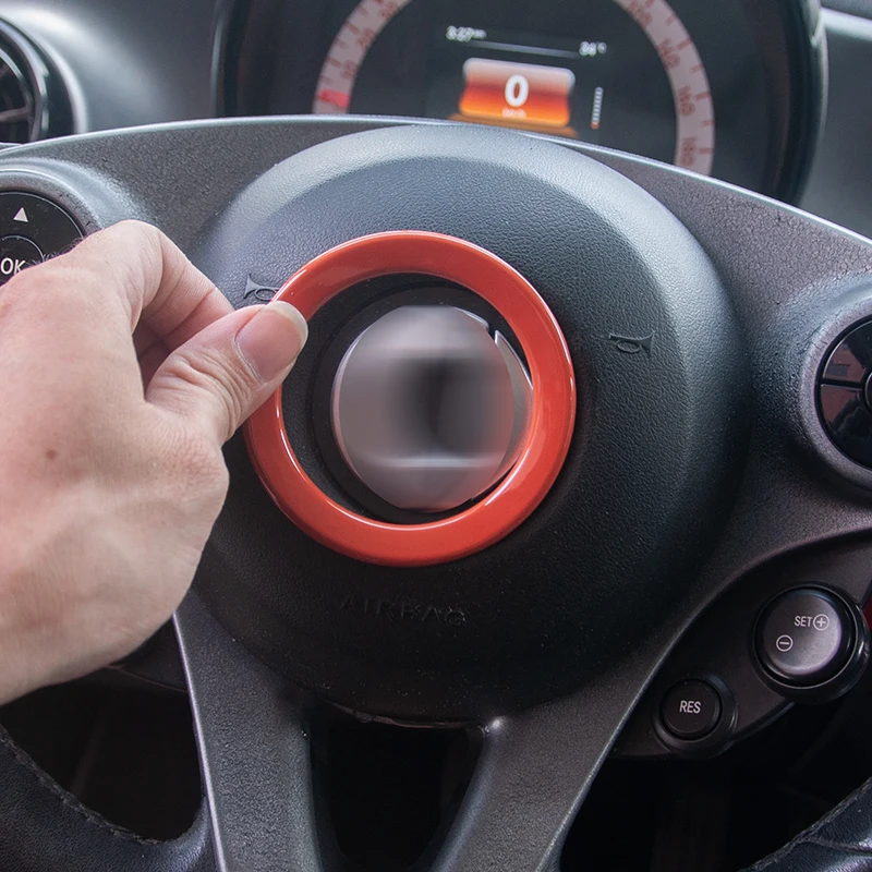Car Steering Wheel Center Cap Decorative Ring Trim Cover Stickers For Smart 453 Fortwo Forfour W453 Interior Accessories Decora view 2