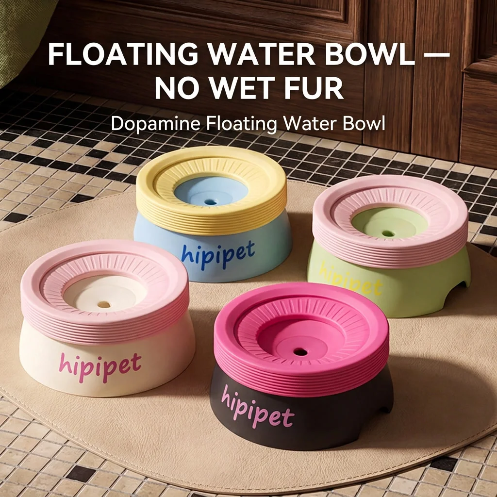 Pet Water Bowl Anti Wet Chin Water Feeder Blocks Floating Fur Dust Food Grade PP Easy To Clean 600ml/1200ml Optional for Cat Dog