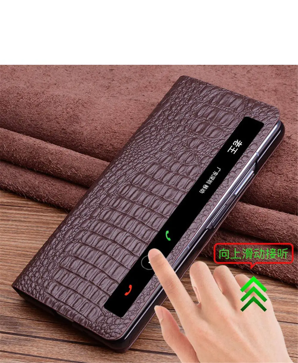 

Premium Natural Cowhide Leather Crocodile Flip Case for Vivo X Fold5 Business Holder Cover