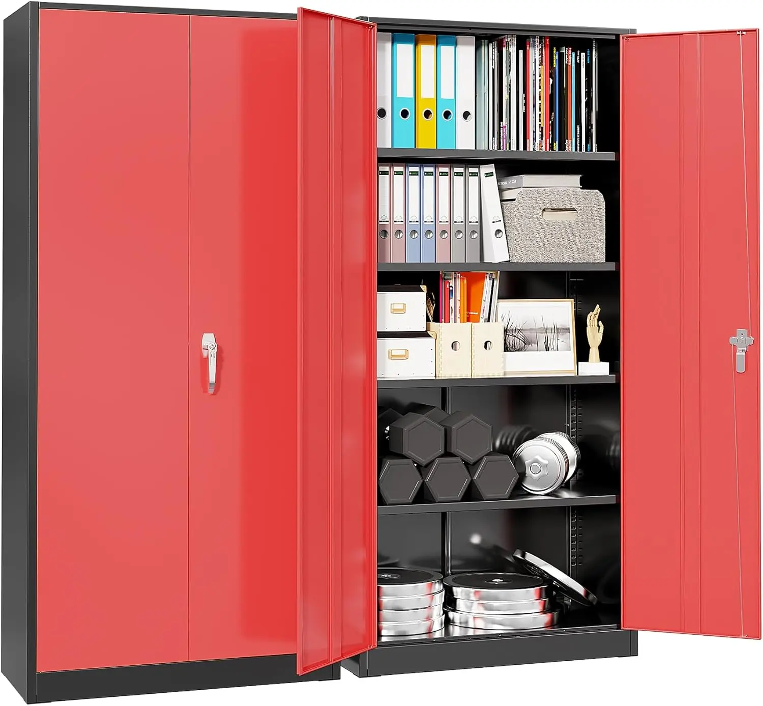 

Metal Storage Cabinet, 71" Garage Cabinet with Doors and Shelves Lockable Steel Multifunctional Cabinet