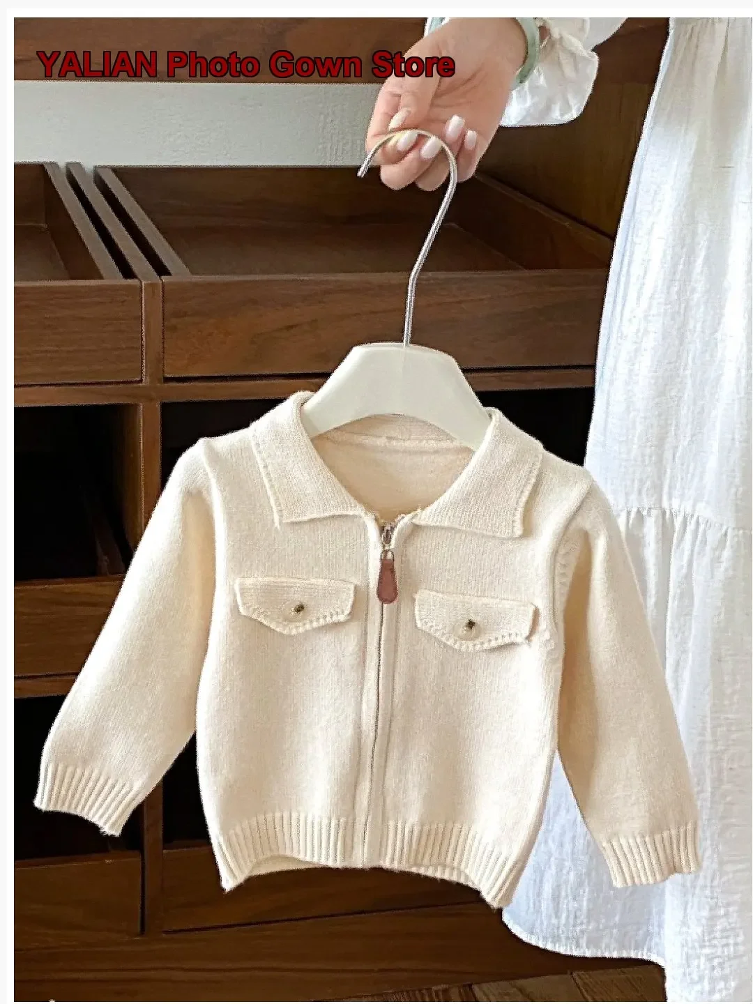 Infants Boys Girls Spring Autumn Knit Cardigan Workwear Style Red Knit Top