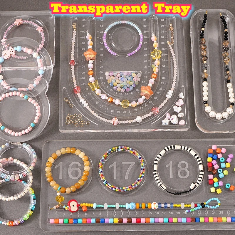 

Acrylic Jewelry Making Tray High Transparency Bead Stringing Design Board Necklace Bracelet Display DIY Craft Organizer Tool New
