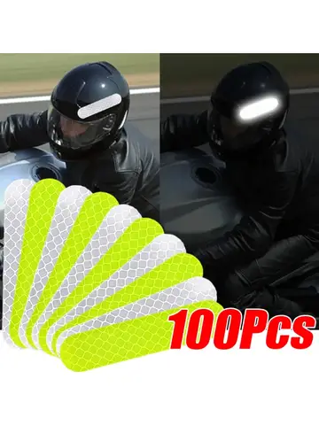 10-100Pcs Motorcycle Helmet Warning Reflective Stickers Night Safety Driving Decorative Strips Sticker Bicycle Moto Car Decals