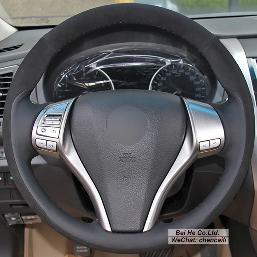 

Hand-Stitch Non-slip Genuine Leather Suede Car Steering Wheel Cover for Nissan Teana Altima X-Trail Interior Accessories