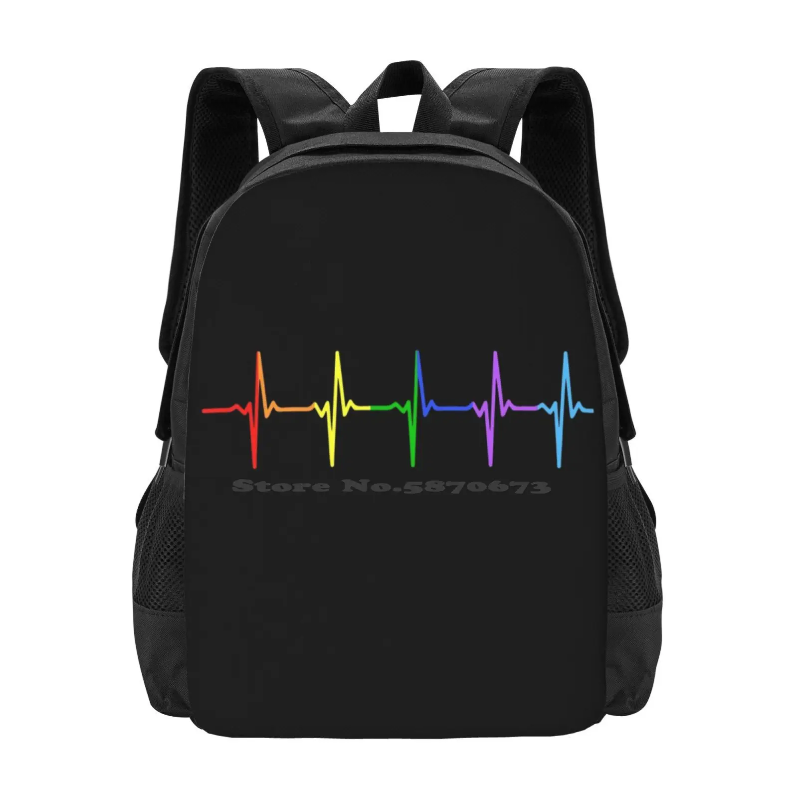 Rainbow Pulse Hearbeat Lgbt Backpacks For School Teenagers Girls Travel Bags Gay Pride Lgbtqa Rainbow Heartbeat Rainbow Pulse