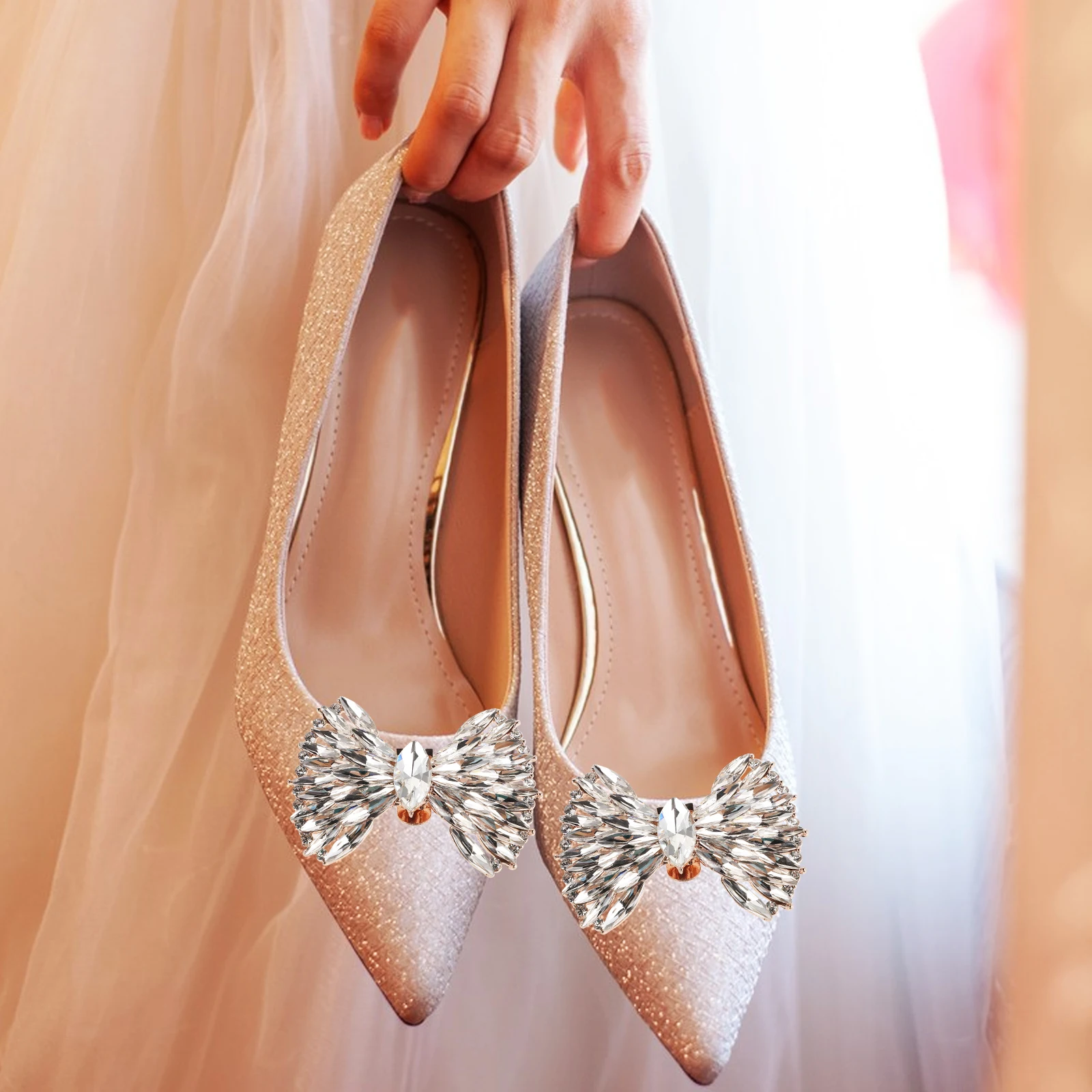 

2pcs Clips For Heels Elegant Decorations Sparkling Buckle Bridal Charms Wedding Shoe Embellishments High Heel Accessories Shoe