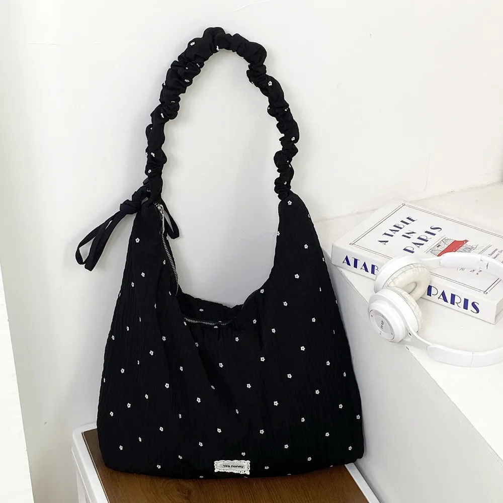 

Fashion Large Capacity Shoulder Bag Wear-Resistant Wrinkle-Proof Crossbody Bag Small Flower Print Hobo Bag For School Student