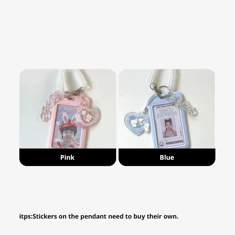 11cm Vertical High Value Card Holder Flash Pink Love Clouds Gradient Coo Card Keychain Bus Student ID Card Holder