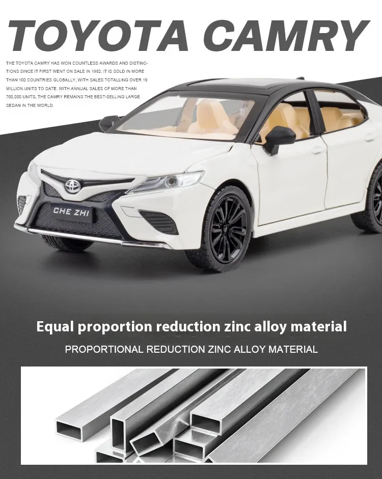 1:24 تويوتا كامري نموذج سيارة سبيكة دييكاست محاكاة الصوت ضوء السيارة للبنين هدية الكريسماس