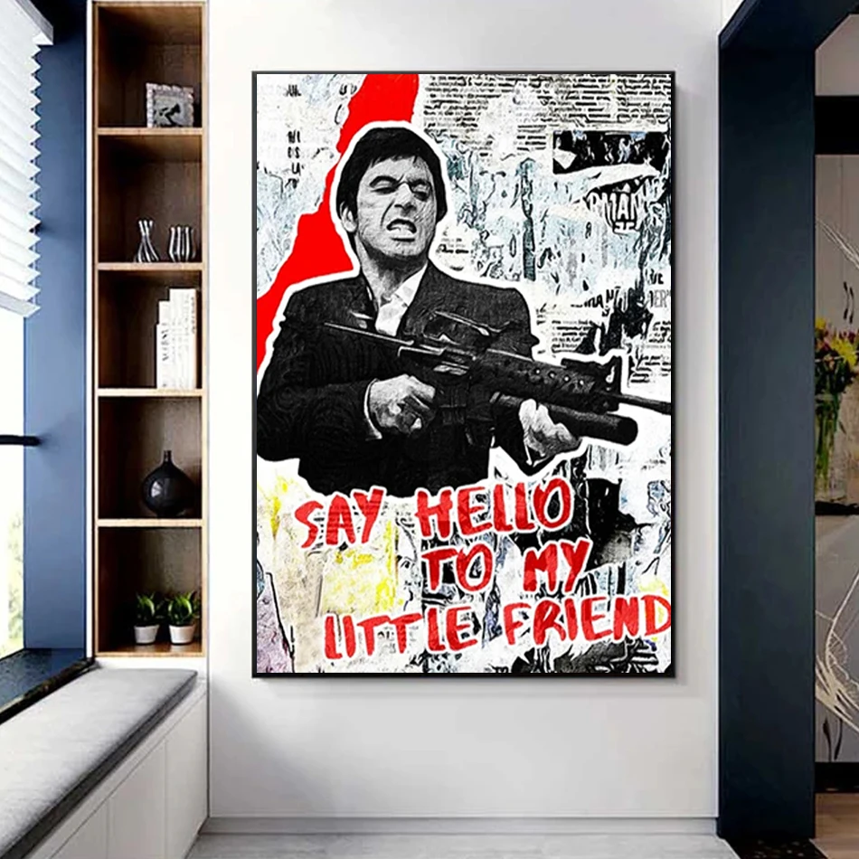 

Classic Movie Poster Tony Montana Scarface Canvas Painting Wall Art Graffiti Prints Gangster Film Godfather Pictures Home Decor