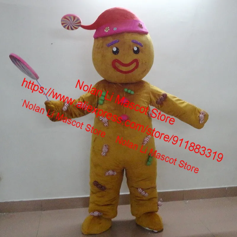 Hot Sale Gingerbread Man Mascot Costume Cartoon Anime Birthday Party Masquerade Cosplay Movie Props Holiday Gifts 903