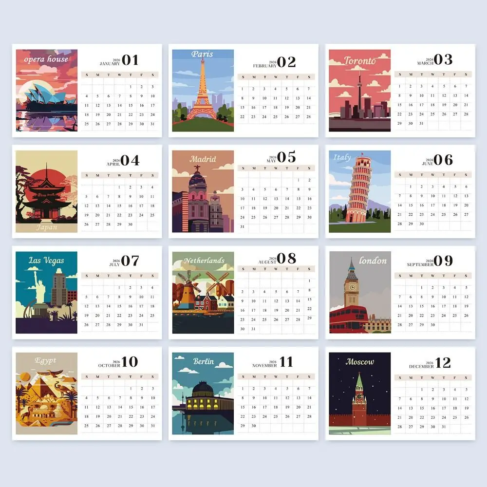 

2026 Edition Desk Calendar 12 Month Hand Drawn Standing Flip Calendar Commemorative Paint By Numbers Table Planner For Home