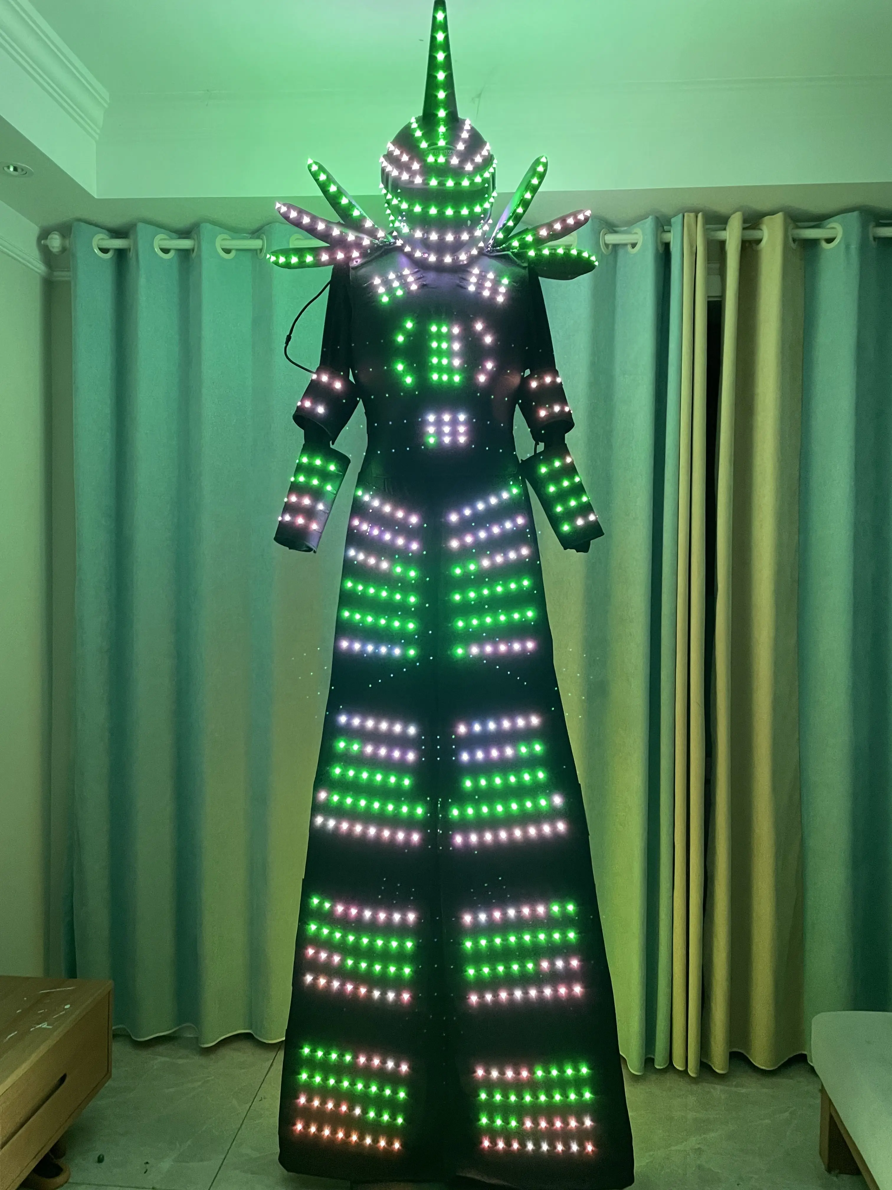 Cor digital de controle remoto led robô palafitas walker traje desempenho palco boate dj disfraz halloween mujer