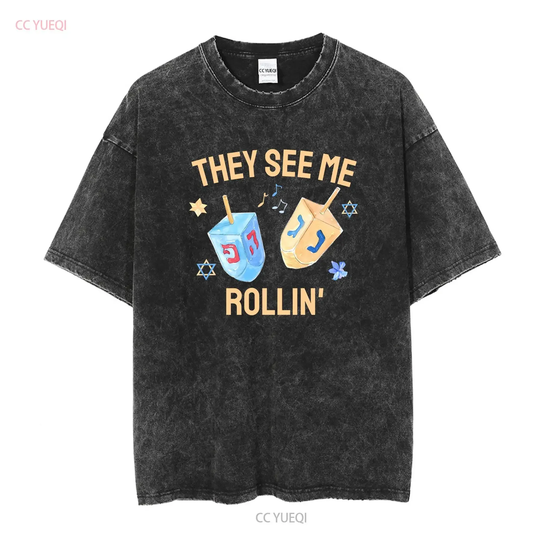 They See Me Rollin Hanukkah T Shirt for Women Sweaters Funny shirts dreidel חנוכה חולצה chanukah 2021 Jewish vintage Washed