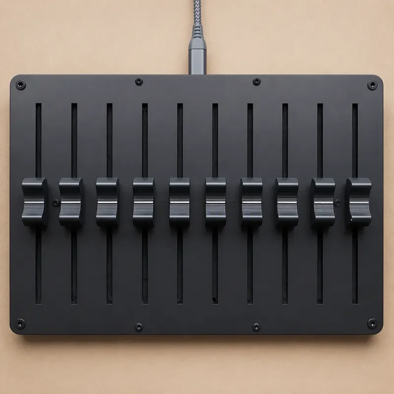 USB Type-C 10 Channel MIDI Controller Faders DAW Software Customizable CC Messages Digital Audio Workstation Control Surface