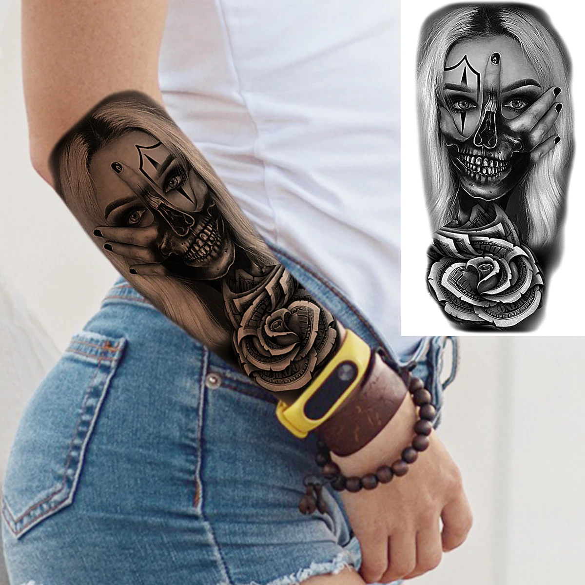 8 Bladen Tribale Leeuw Tijger Tijdelijke Tatoeages Voor Vrouwen Volwassenen Mannen Nep Zwarte Schedel Dragon Tattoo Sticker Gangster Kompas Tatoes