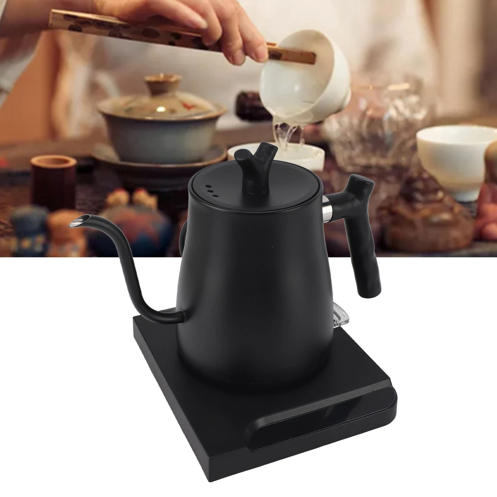 800ml 1000W Electric Gooseneck Kettle Stainless Steel Fast Boiling Precision Spout for Pour over Coffee Home And Office Use