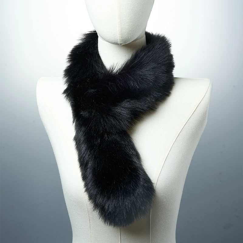 Imitation Fox Fur Shawl Scarf for Women Winter Detachable Neck Warmer Wrap Scarves Female Thick Warm Plush Collar Scarf