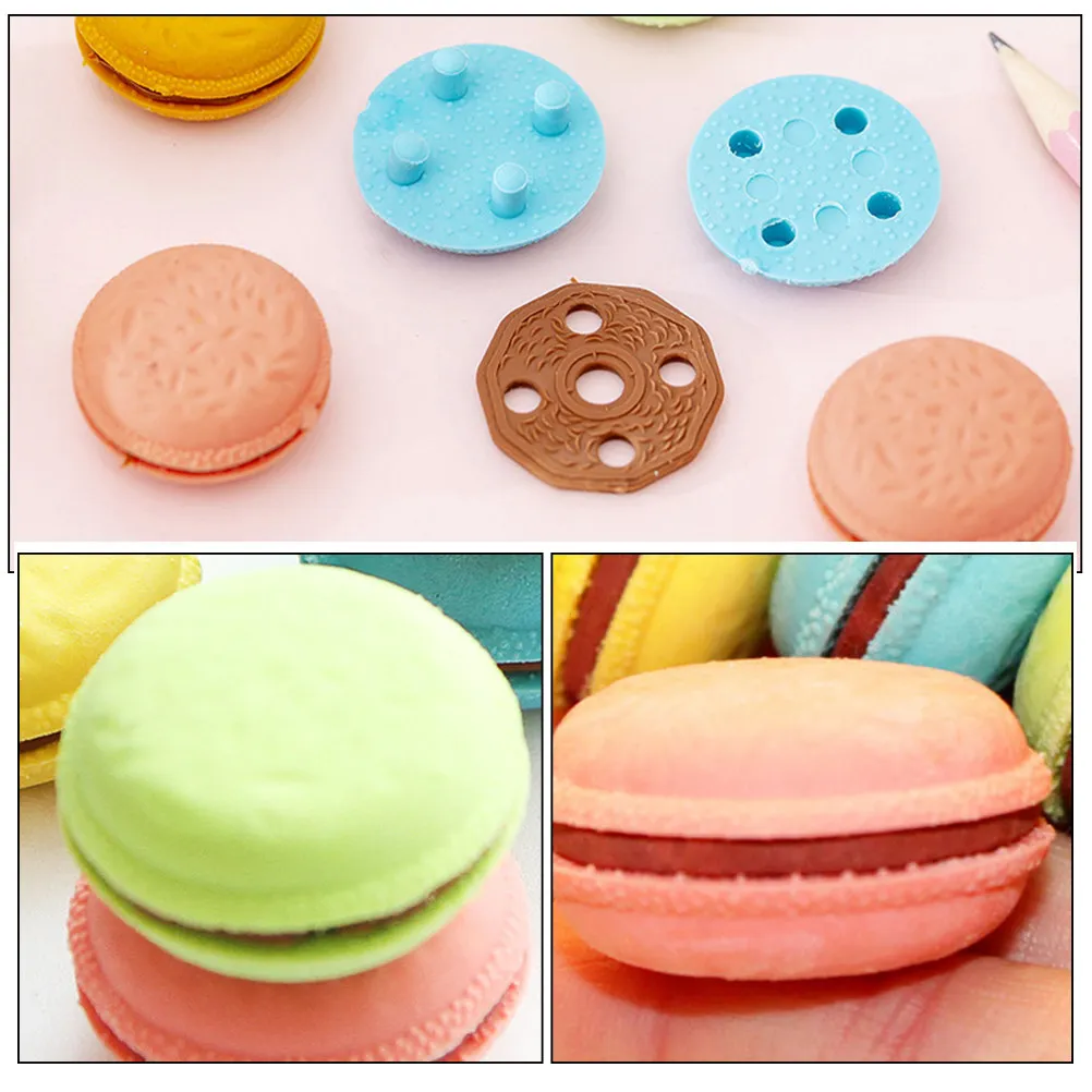 4 Boxes Macaron Color Mini Erasers Cute Cartoon Kids Erasers Students Eraser Pack Classroom Educational Supplies