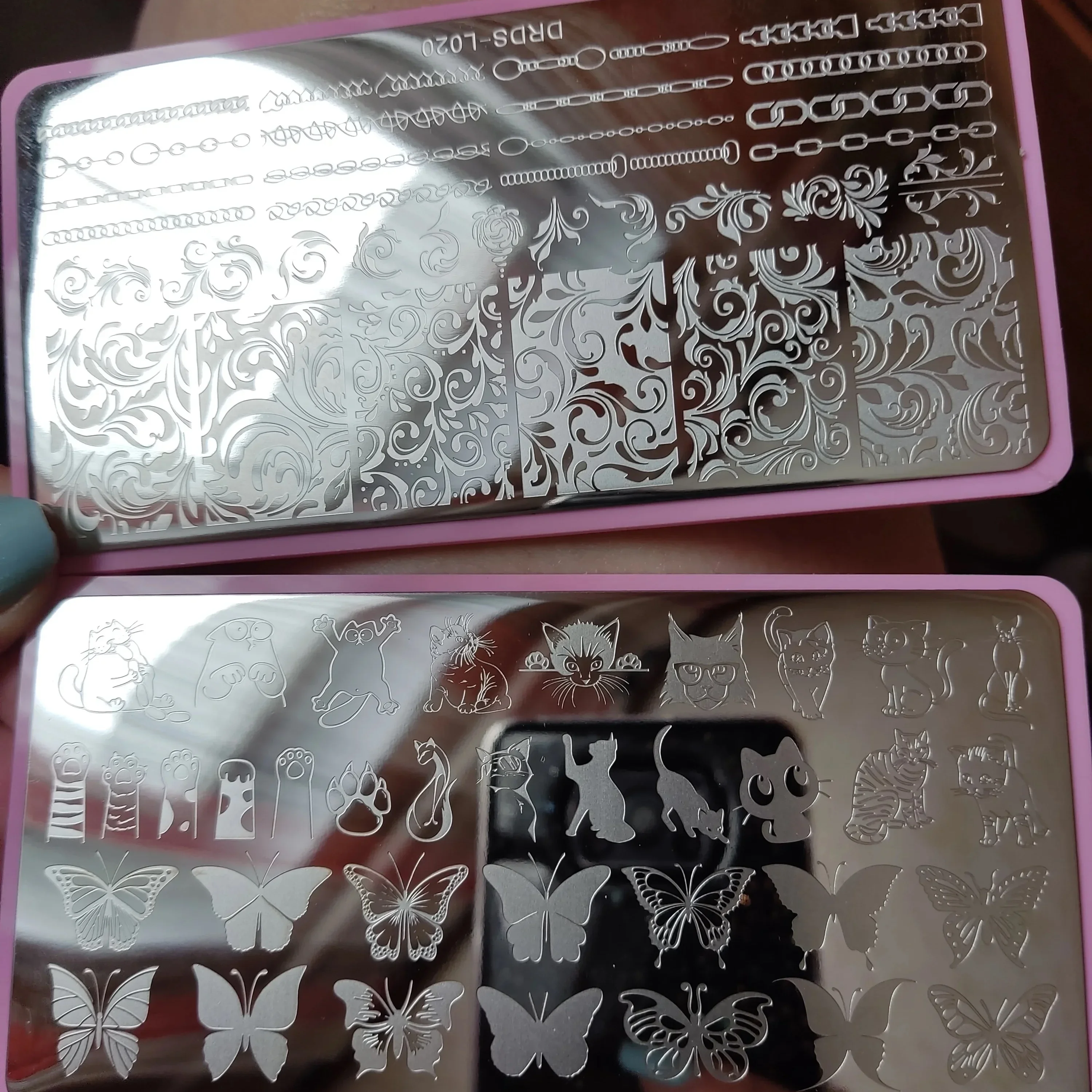 Plaques d'estampage d'ongles de fleur de ligne française, pochoir d'impression d'image de cœur/marbre/flore/ligne, modèles de tampons de manucure, outils *