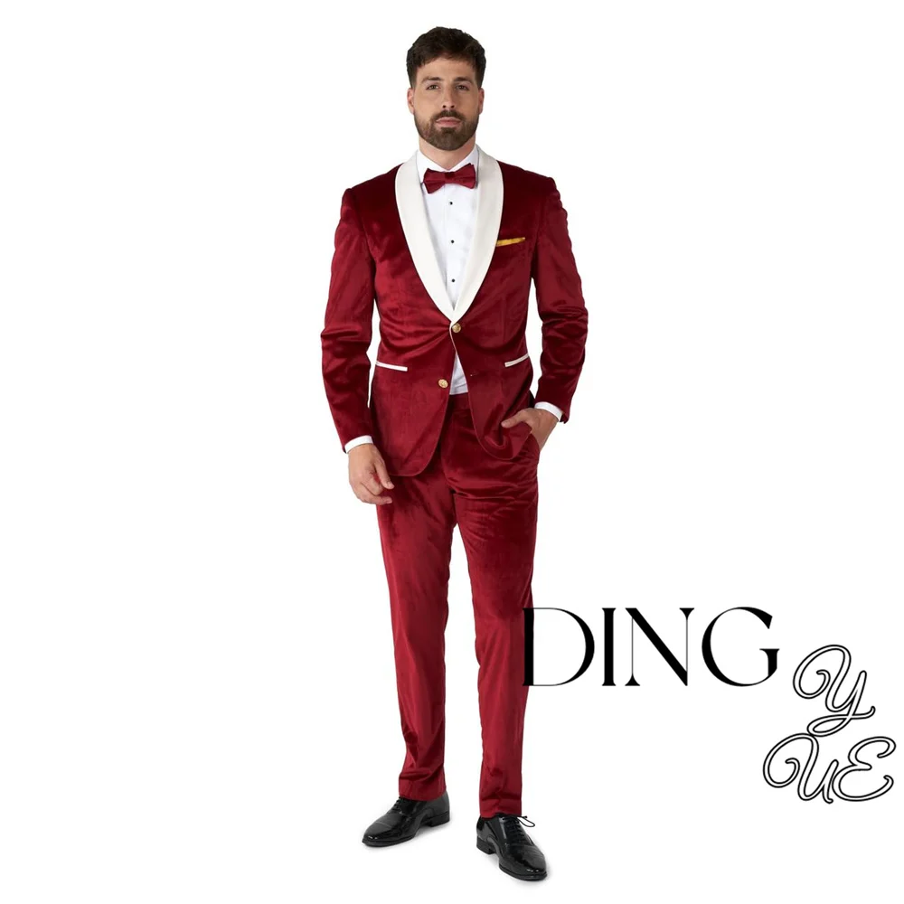 

Men's 2 Pieces Slim Fit Tuxedo Velvet For Wedding Men Formal Outfit Premium Tuxedo Suit Slim Fit Blazer Pants