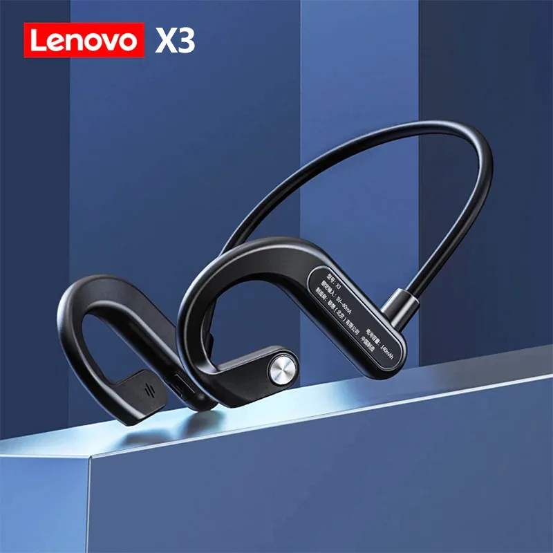 Lenovo Auricolari a conduzione ossea X3 Pro Cuffie con suono coinvolgente Bluetooth Auricolari a lunga resistenza universali per Apple e Android