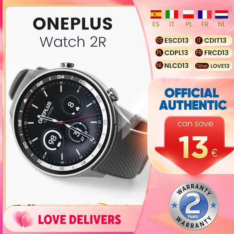 OnePlus Watch 2R Smartwatch Écran AMOLED 1,43" Snapdragon W5 Gen 1+ ​ BES2700 100H d'autonomie de la batterie WiFi Wear OS par Google GPS 2024