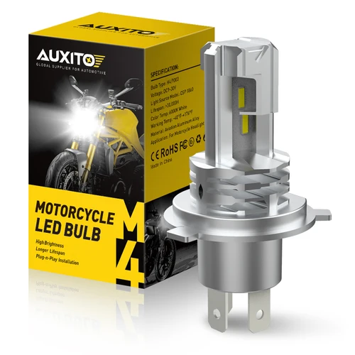 Imagen 1 del producto AUXITO 1 Uds H4 bombilla de faro LED CSP sin ventilador para coche motocicleta H4 9003 HB2 LED Hi/Lo faro de motocicleta de haz alto y bajo 12V