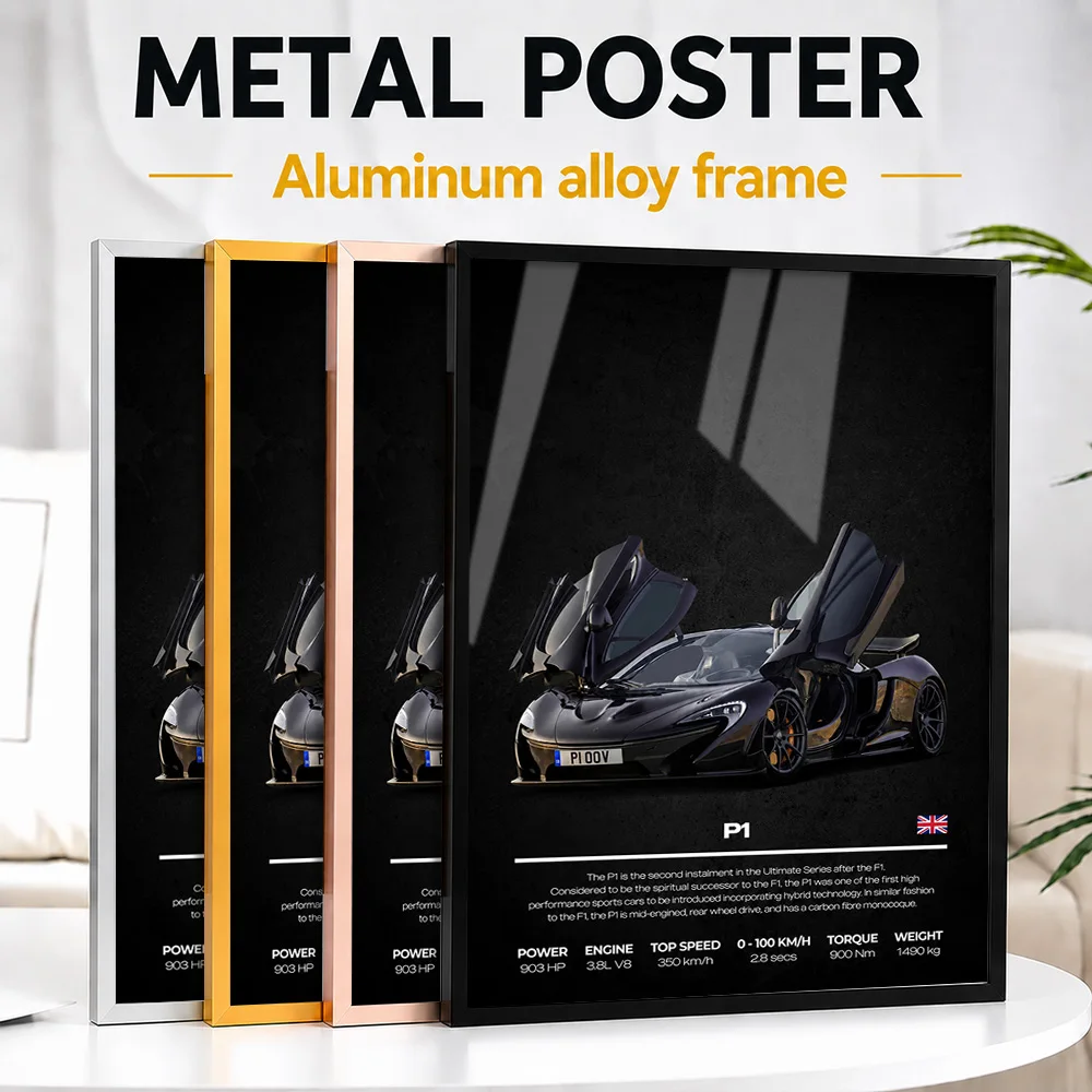 United Kingdom P1 Car Framed Aluminum Metal Poster Customized Photo High Contrast Style Wall Art For Garage Memorable Fan Gift