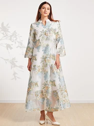 DEVCHATA New Luxury Abaya Kaftan for Women Autumn Maxi Muslim Dress Long Sleeve Loose Vestido Dubai Islam Clothing Casual Caftan