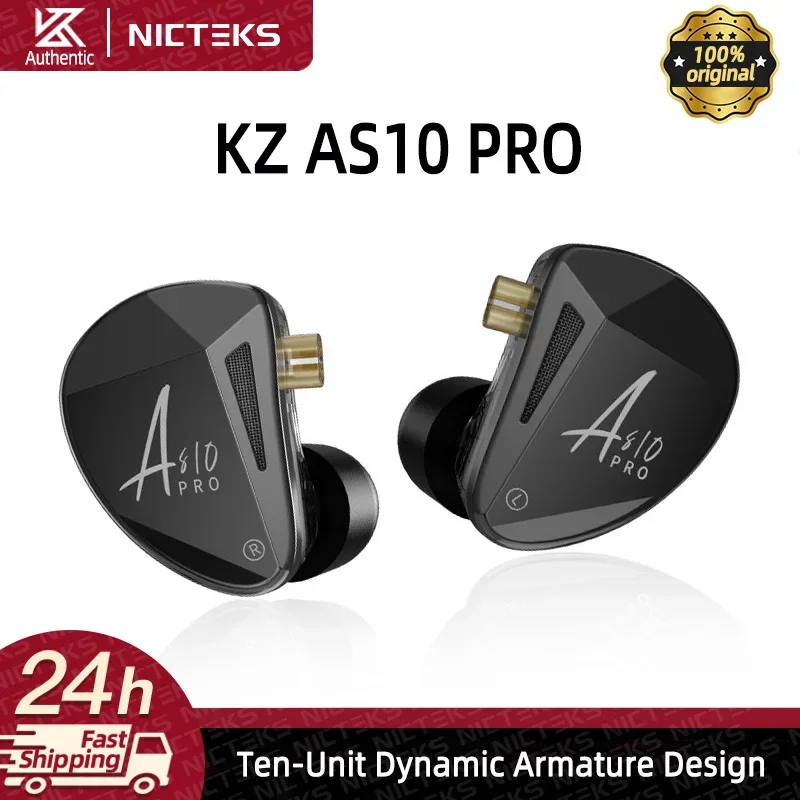 KZ AS10 PRO IEM Monitor douszny HiFi Bass Stereo Słuchawki Przewodowe słuchawki douszne z posrebrzanym kablem KZ ZS10 Pro Castor Edx pro Super