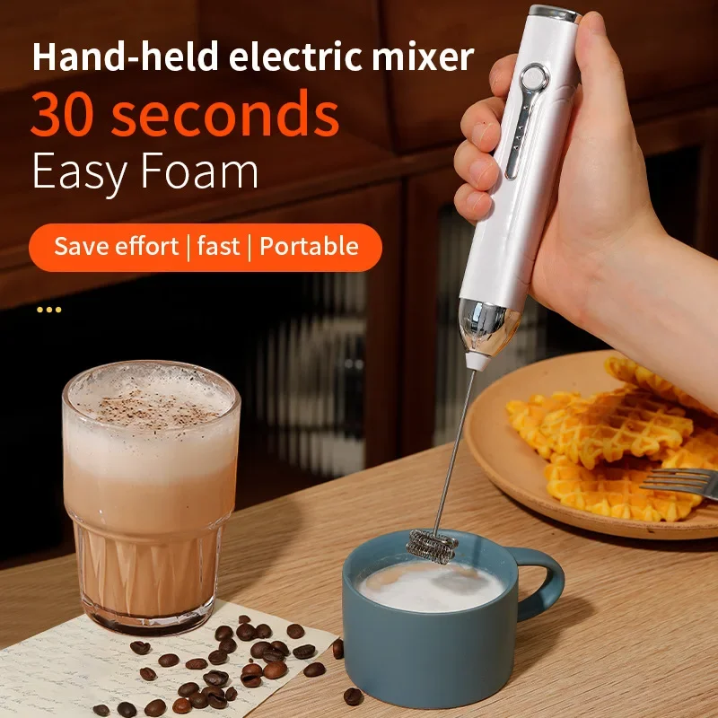 Drahtlose Typ-C Wiederaufladbare 3-geschwindigkeit Mini Handheld Milchaufschäumer Kaffeeaufschäumer Tragbare Küche Kochen Werkzeuge Schneebesen schaum Mixer – Detail 1