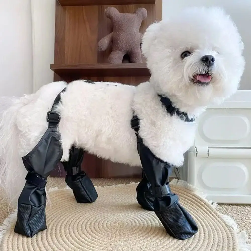 Waterproof Dog Rain Boots Adjustable Breathable Pets Paws Protector Dirty-Proof Auxiliary Strap Anti-Slip Dog Shoes Hiking