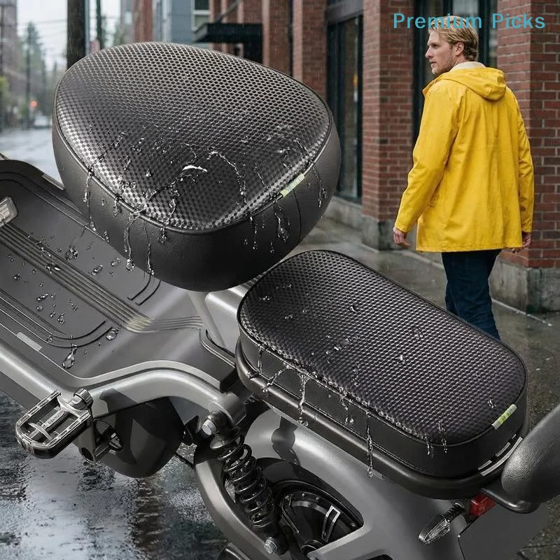 portableSoft PU Leather Seat Cover for Electric Bicycle Universal Waterproof Comfortable Cushion for Battery Powered Bikes