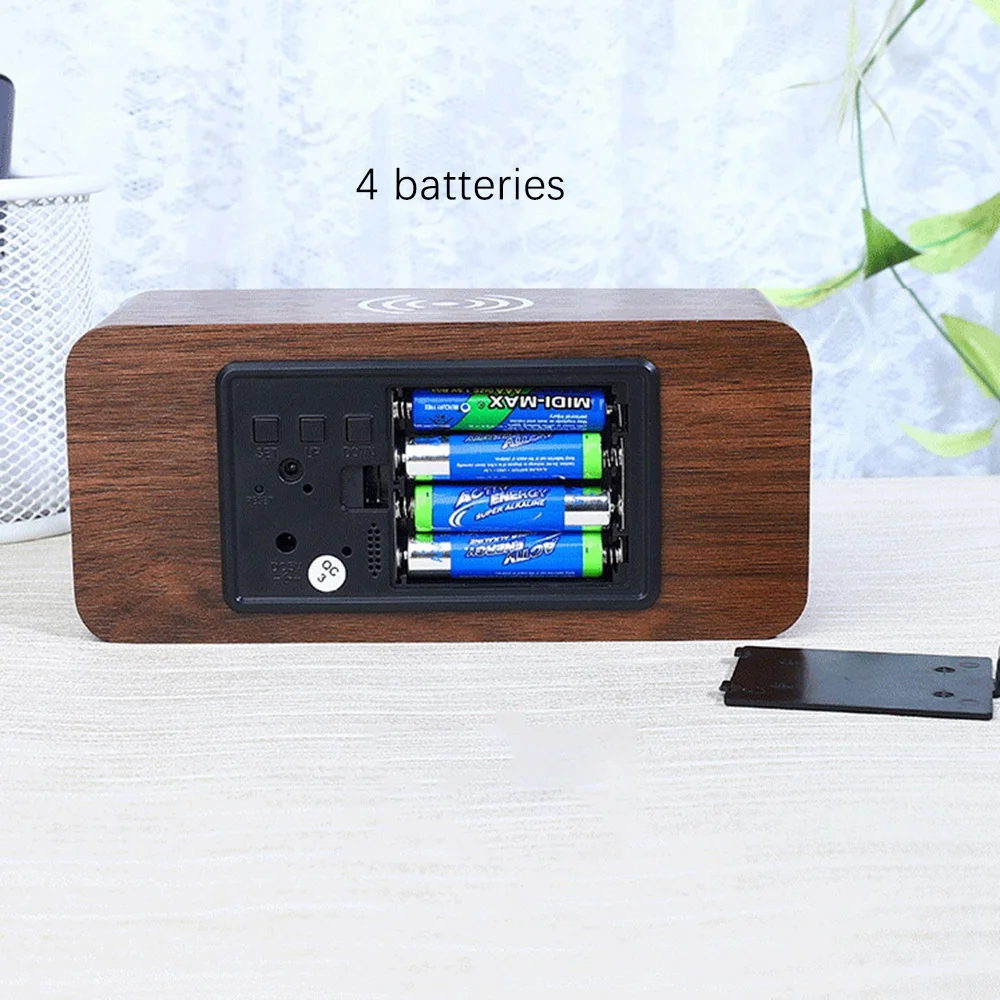

【CLEARANCE】Digital Alarm Clock, Temperature And Humidity Alarm Clock LED Electronic Clock Smartphone Wireless Charger