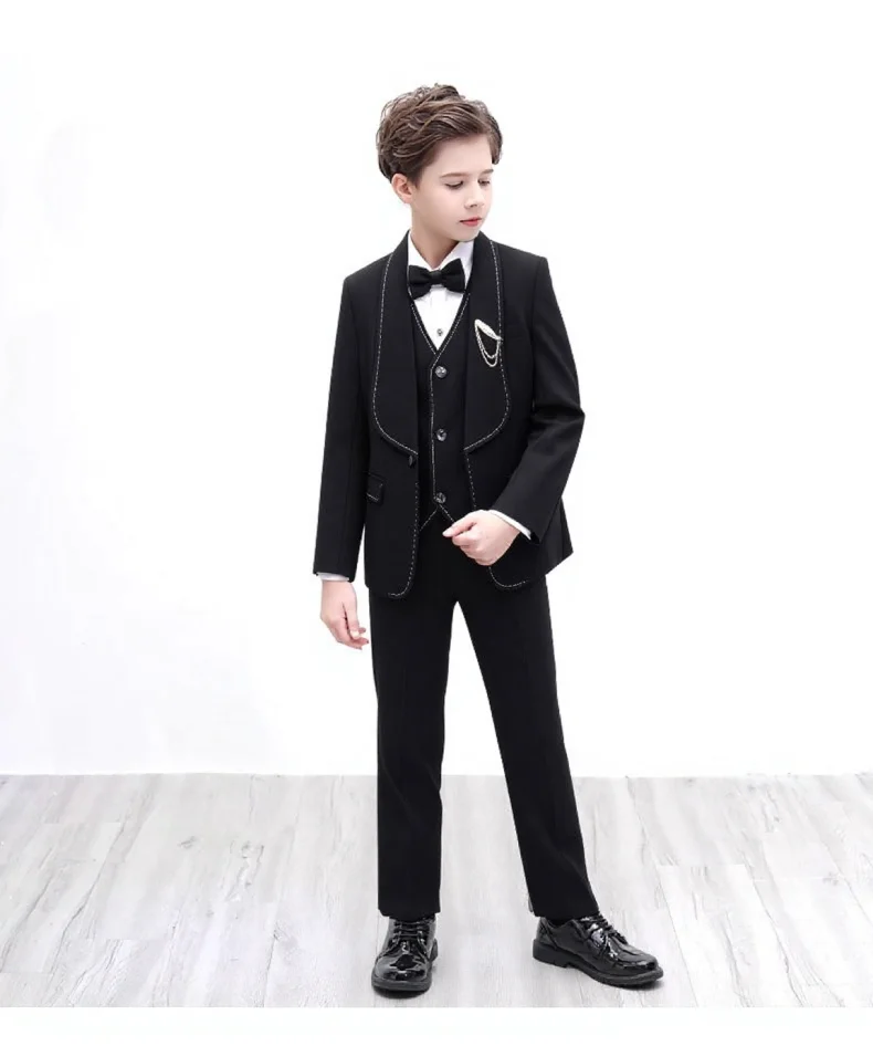 

Детский весенне-осенний комплект из 5 предметов с курткой, жилетом, брюками, галстуком-бабочкой, брошью для мальчиков, костюм для свадьбы, дня рождения, вечеринки