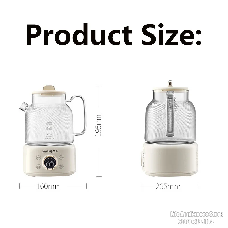 Joyoung K10D-WY101 Electric Kettle 1L Capacity Glass Material Health Preserving Pot 24H Appointment 6-in-1 Flower Tea Boiler